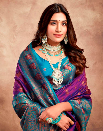 Purple Silk Plain Saree