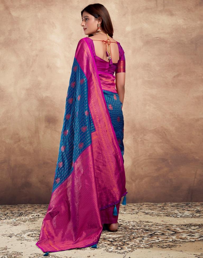 Dark Blue Silk Plain Saree