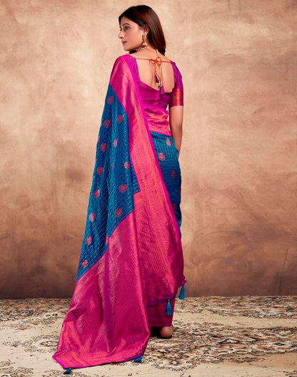 Dark Blue Silk Plain Saree