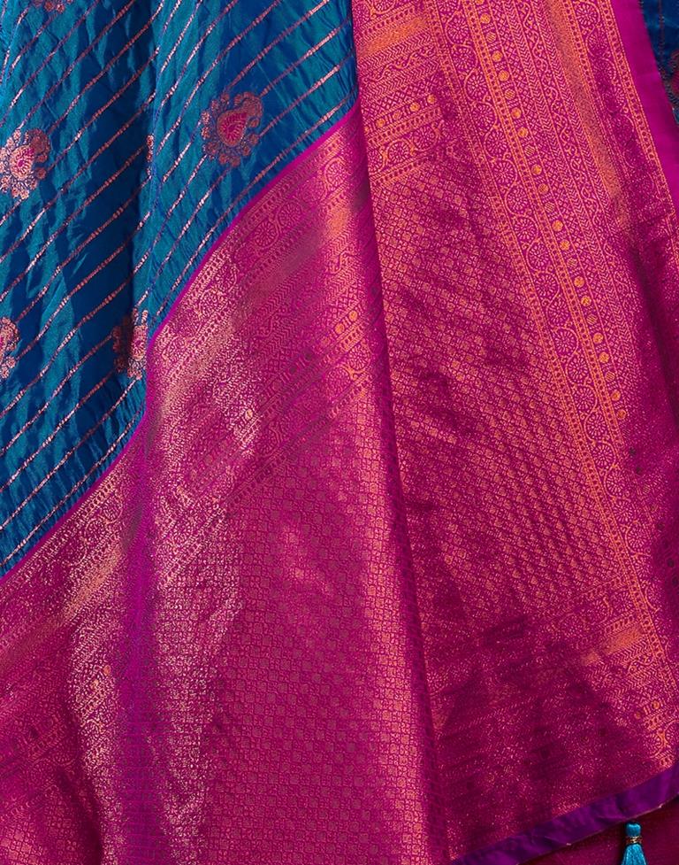 Dark Blue Silk Plain Saree