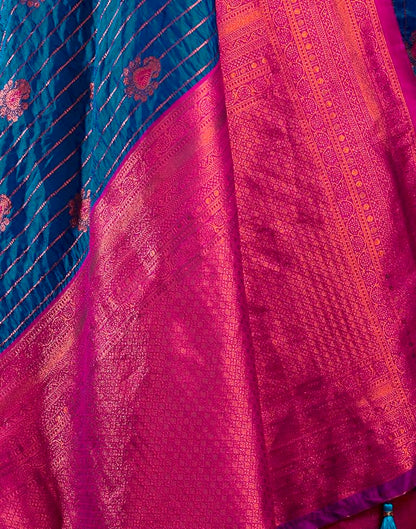 Dark Blue Silk Plain Saree