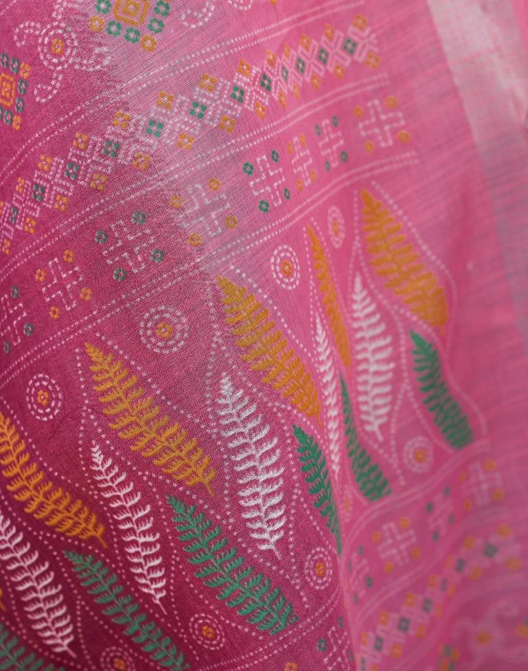 Wine Printed Cotton Saree