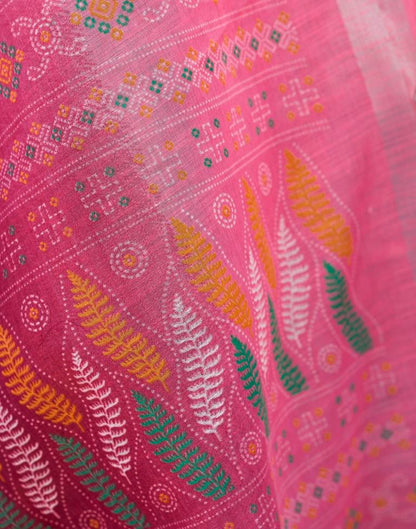 Wine Printed Cotton Saree