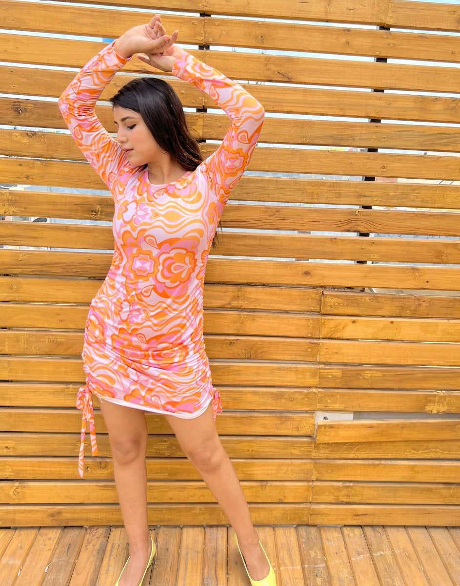 Orange Ruched Bodycon | Sudathi