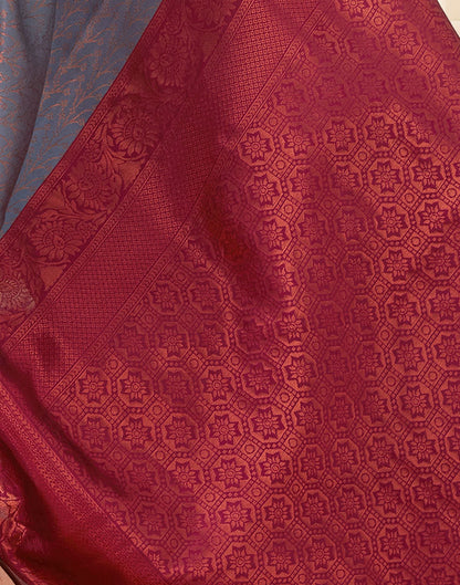 Wine Jacquard Silk Saree