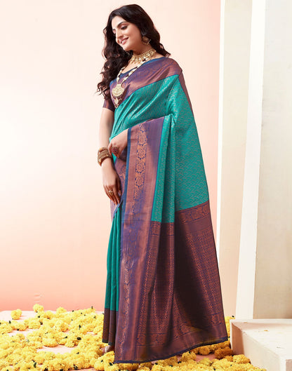 Indigo Jacquard Silk Saree