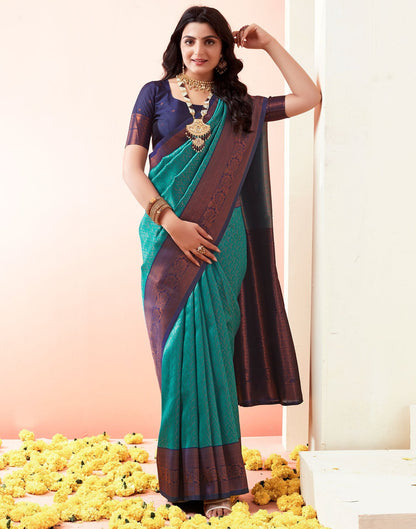 Indigo Jacquard Silk Saree