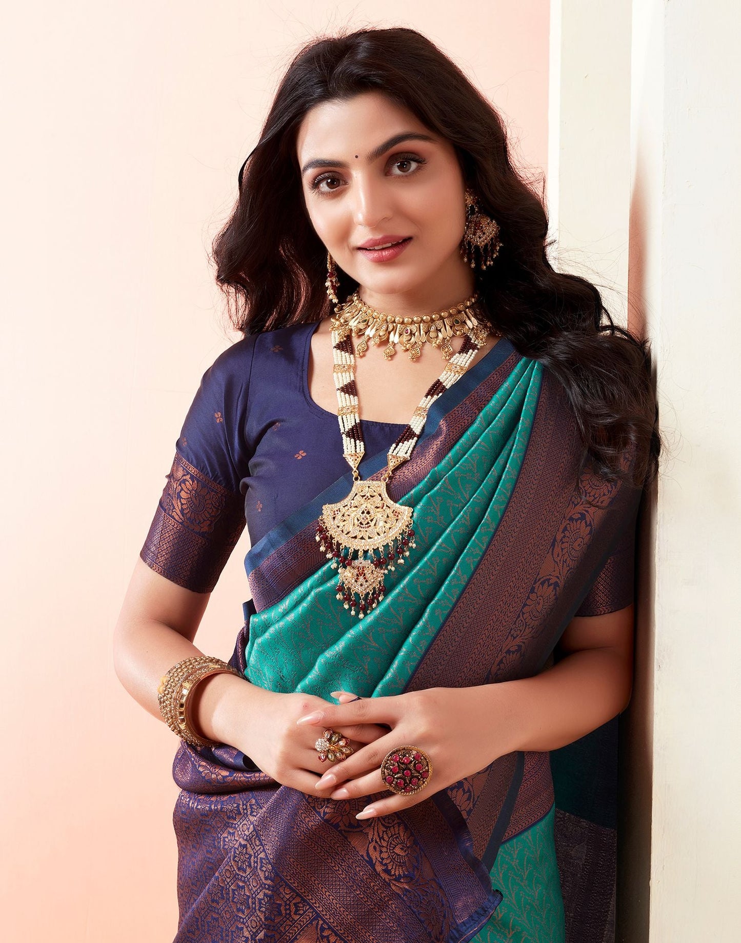 Indigo Jacquard Silk Saree