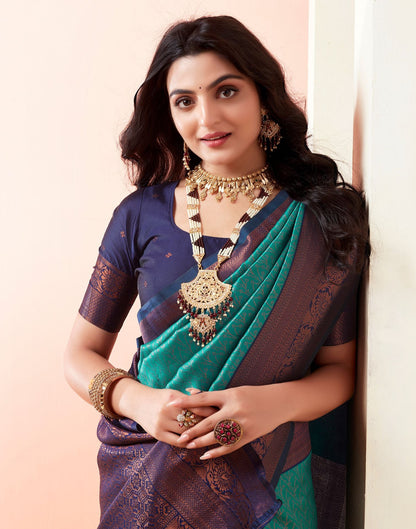 Indigo Jacquard Silk Saree