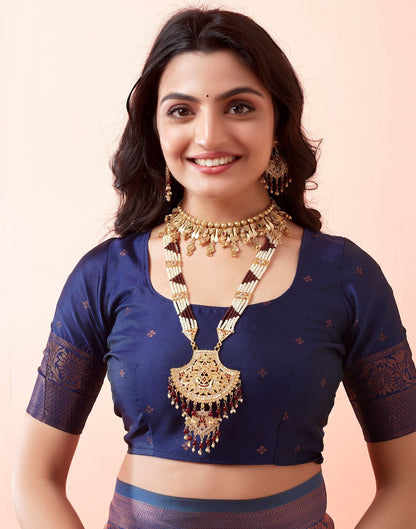 Indigo Jacquard Silk Saree