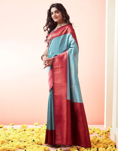 Wine Jacquard Silk Saree