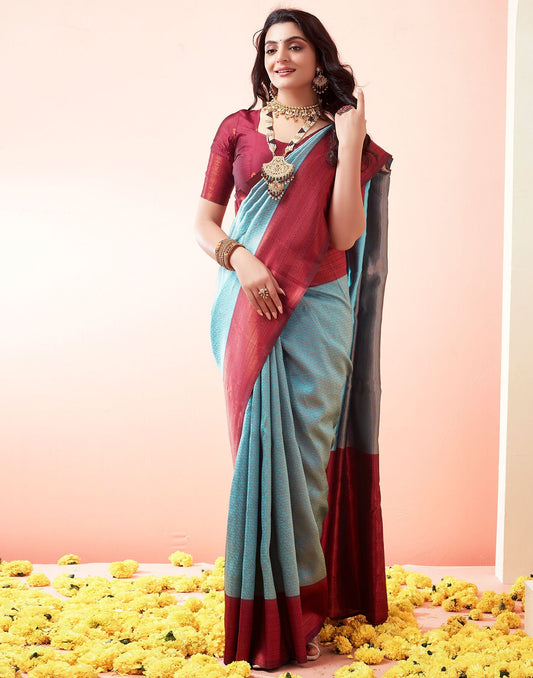 Wine Jacquard Silk Saree