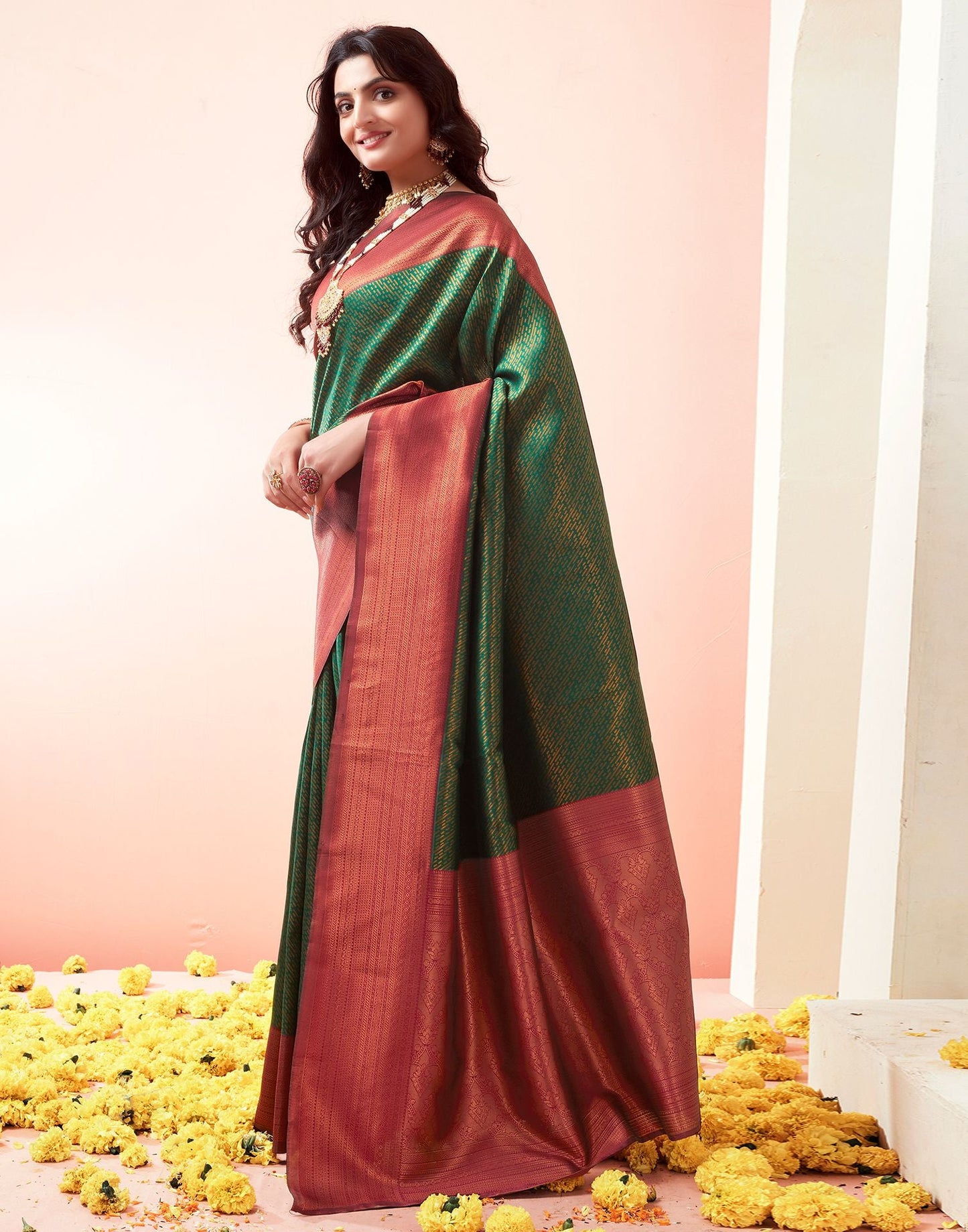 Green Jacquard Silk Saree