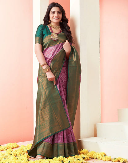 Violet Jacquard Silk Saree