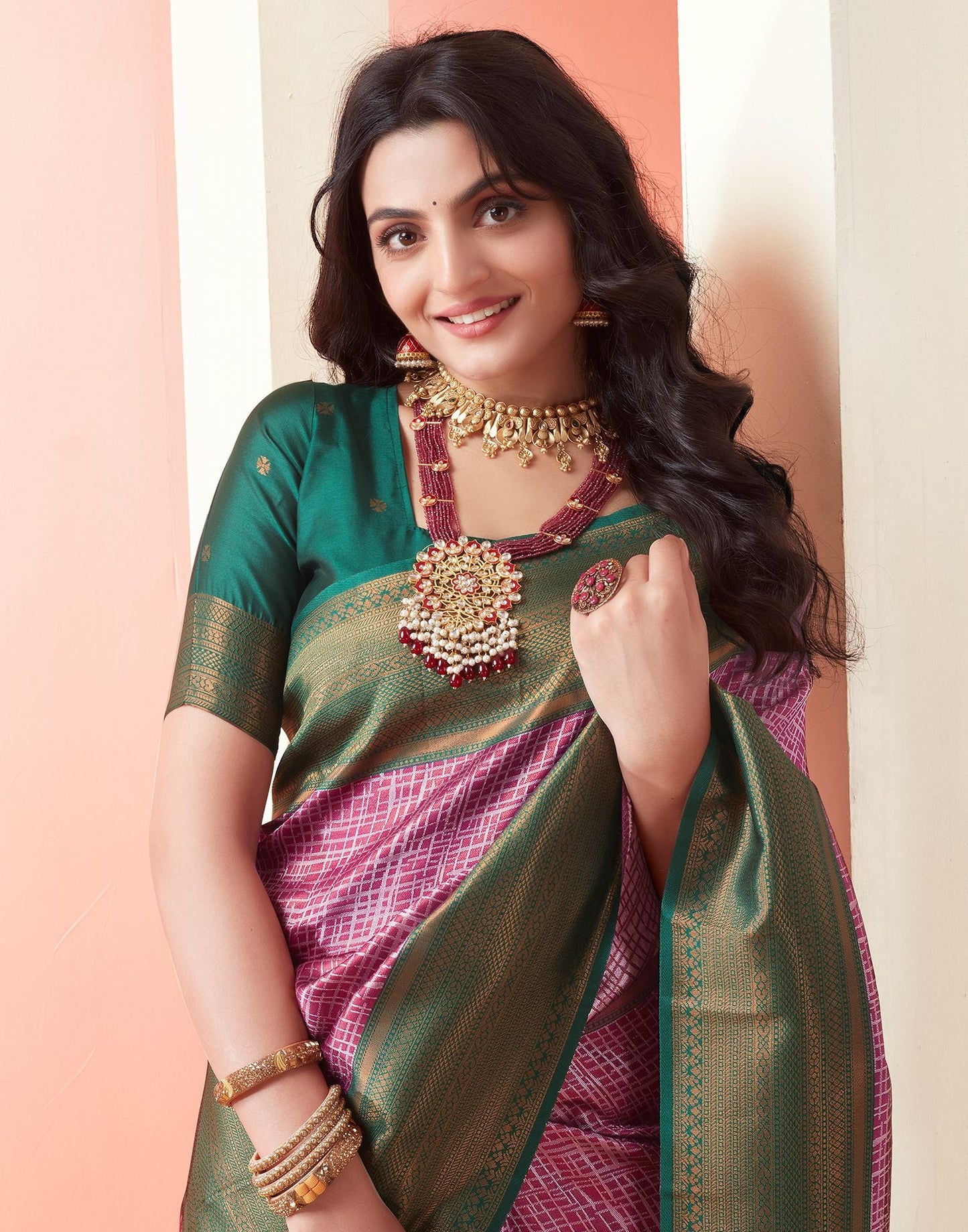 Violet Jacquard Silk Saree