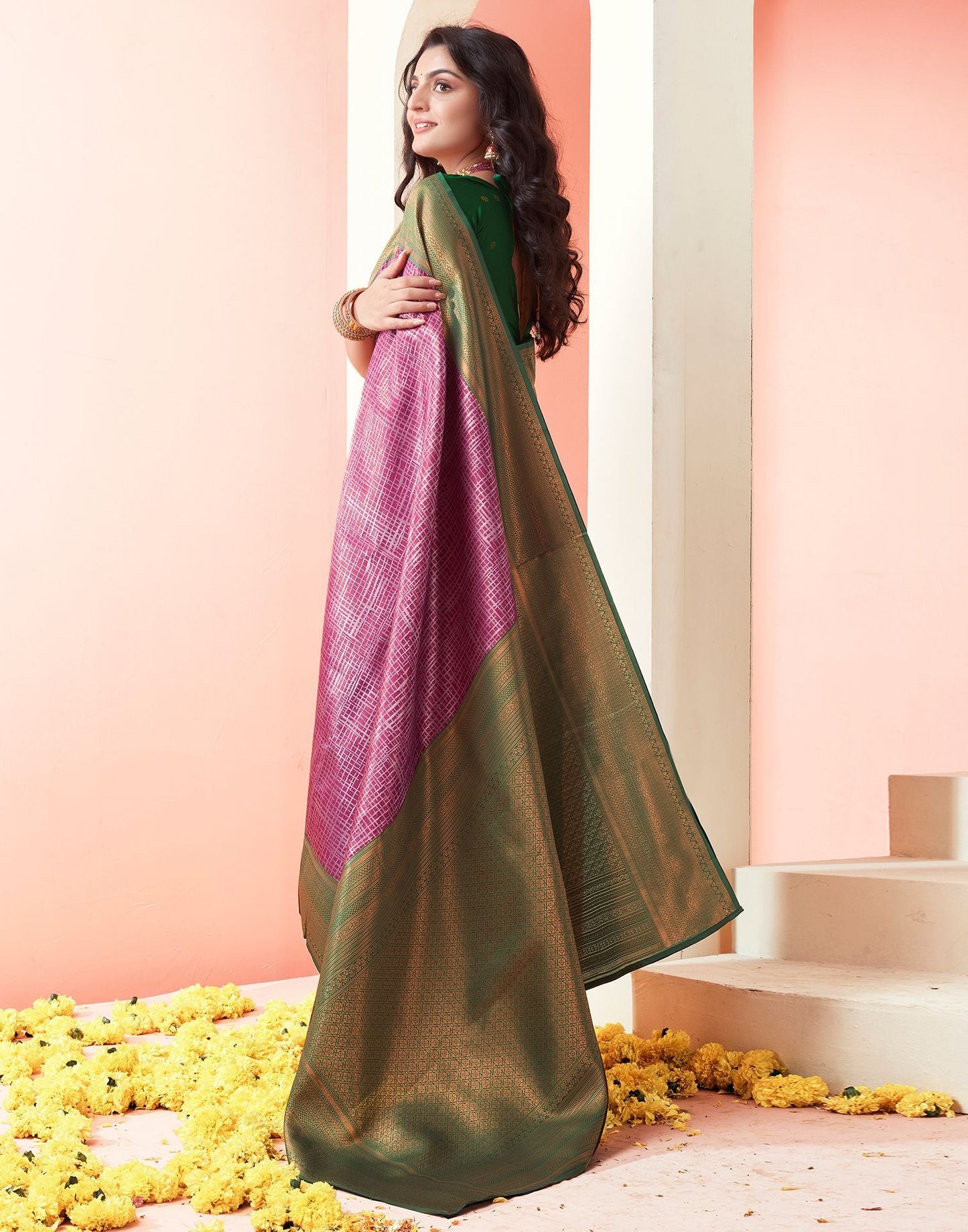 Violet Jacquard Silk Saree