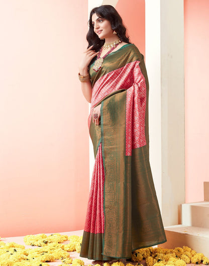 Pink Jacquard Silk Saree