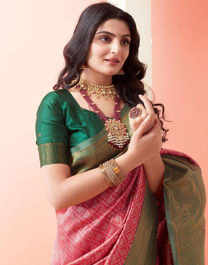 Pink Jacquard Silk Saree