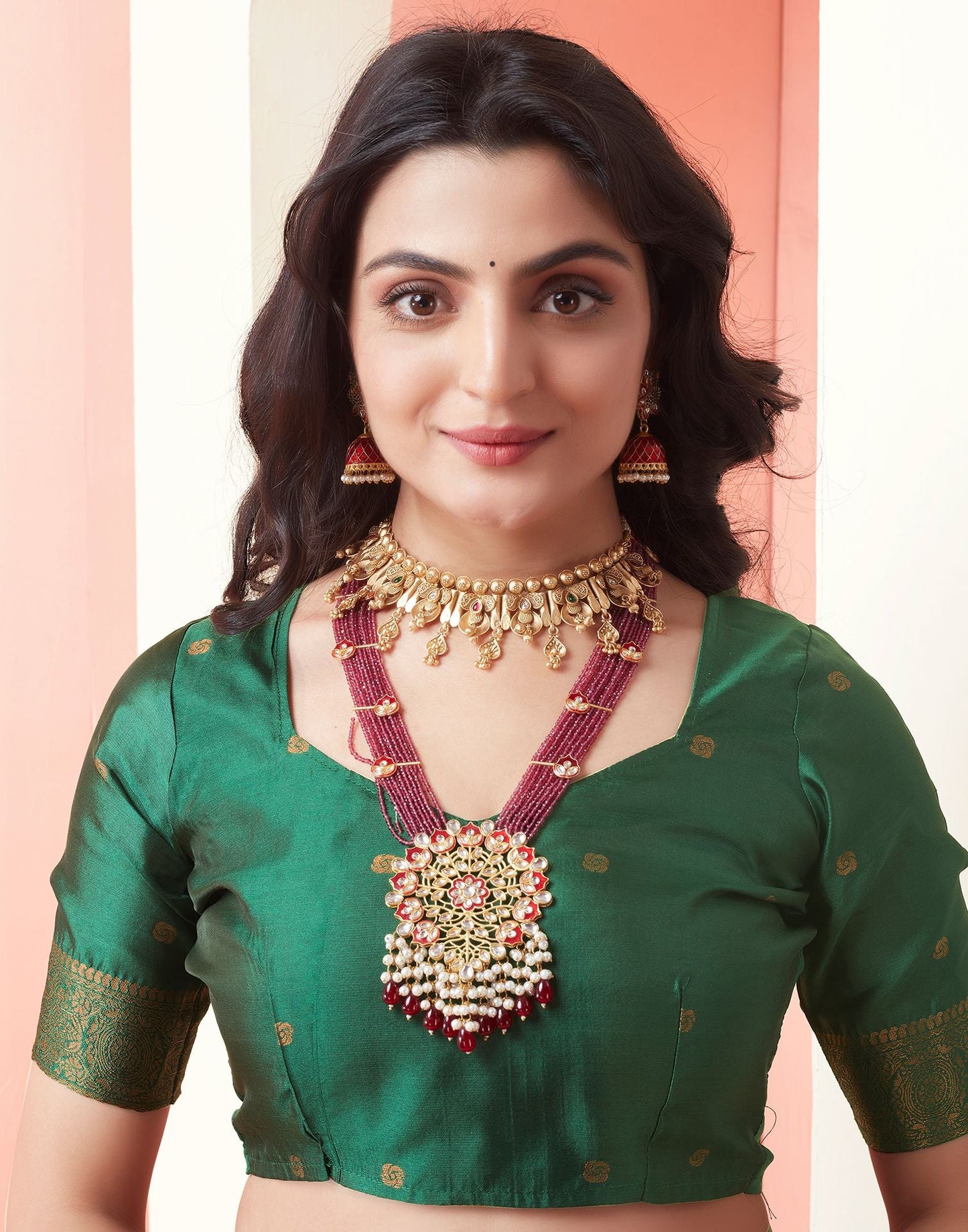 Pink Jacquard Silk Saree