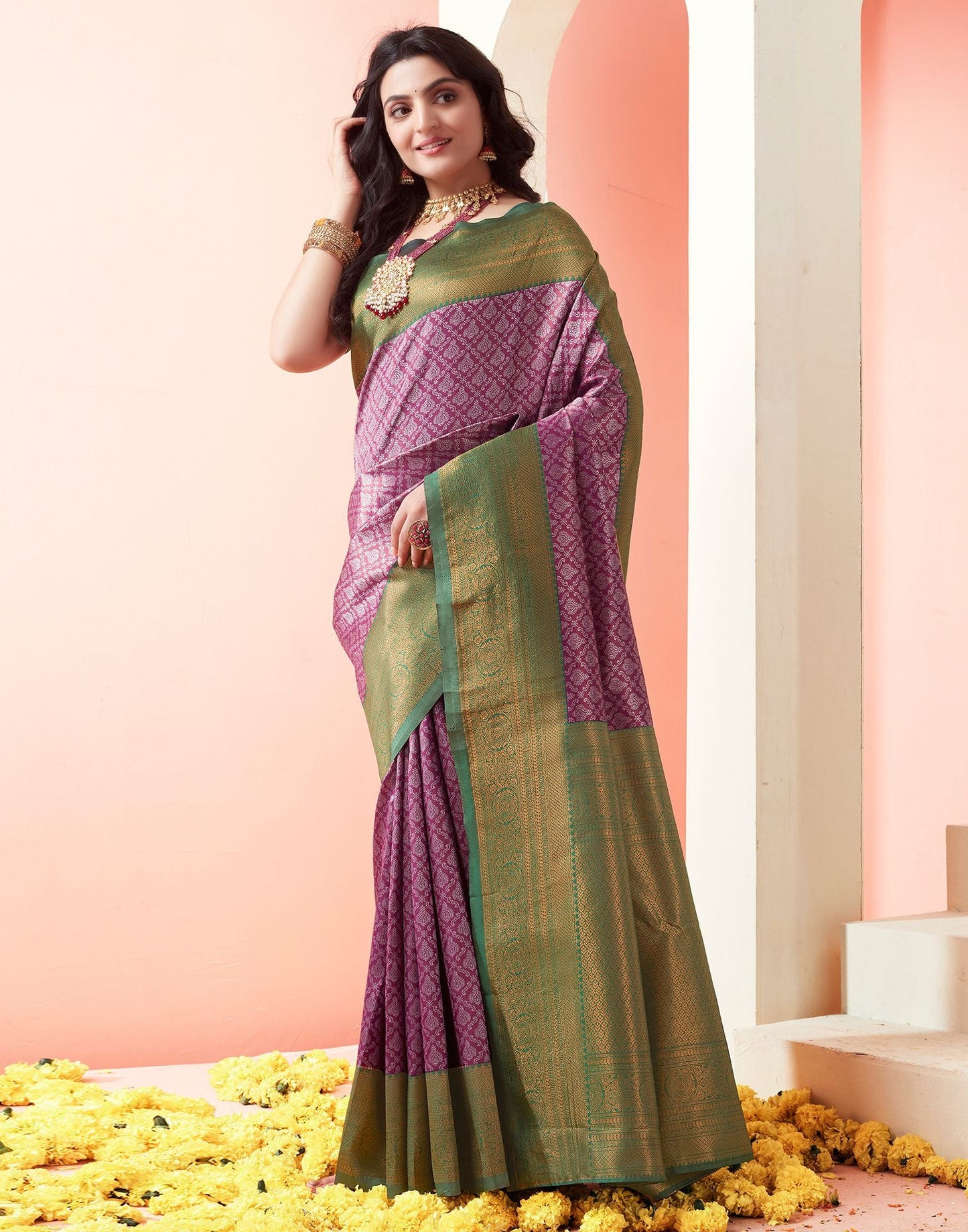 Dark Violet Jacquard Silk Saree