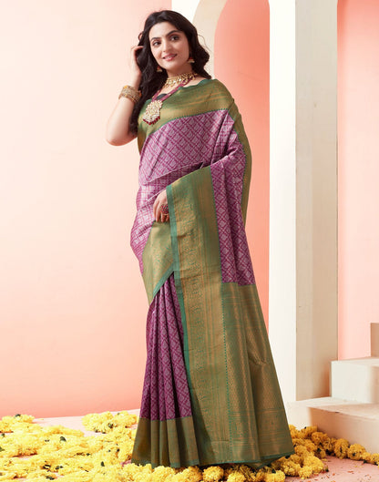 Dark Violet Jacquard Silk Saree