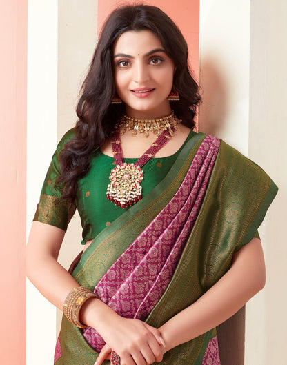 Dark Violet Jacquard Silk Saree