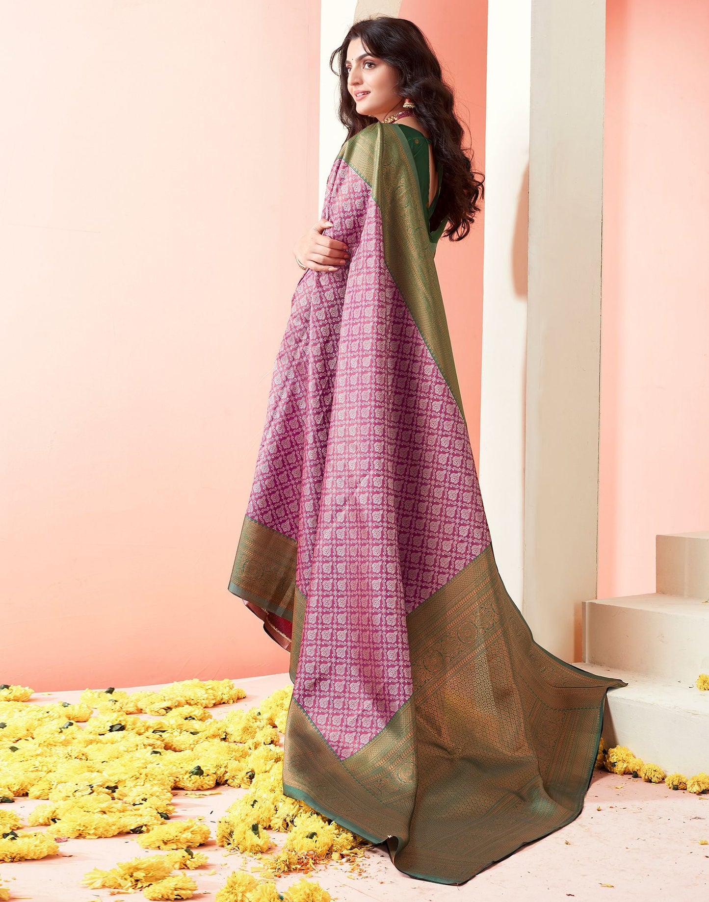Dark Violet Jacquard Silk Saree