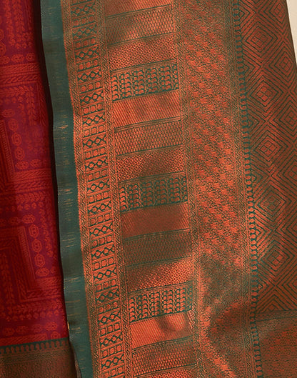 Dark Green Jacquard Silk Saree