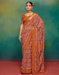 Rust Printed Silk Saree