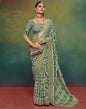 Dusty Green Printed Silk Saree