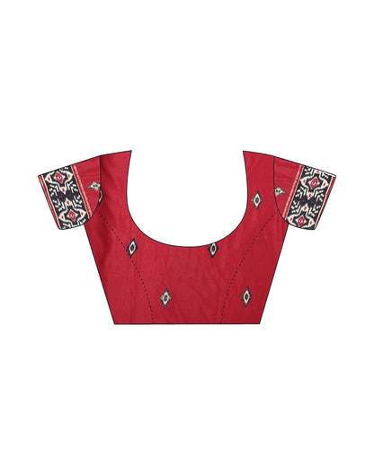 Cherry Red Printed Silk Saree