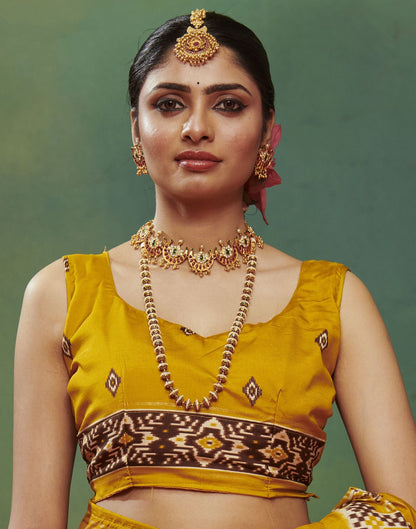 Turmeric Printed Silk Saree