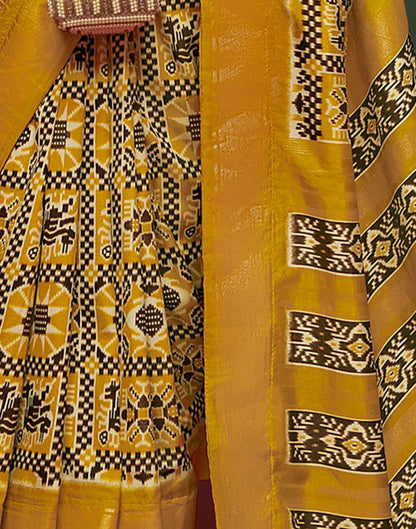 Turmeric Printed Silk Saree