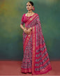 Rani Pink Printed Silk Saree