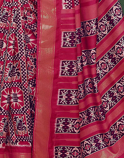 Rani Pink Printed Silk Saree