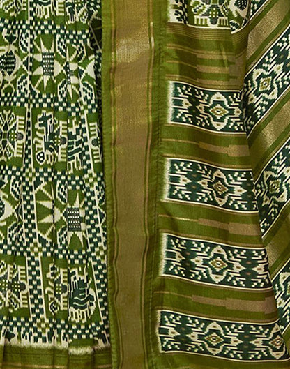 Mehandi Green Printed Silk Saree