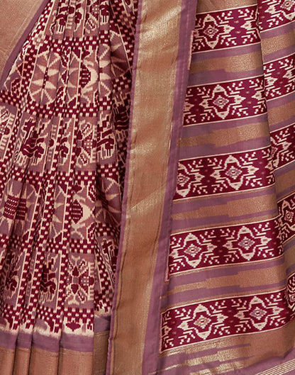 Dusty Rose Pink Printed Silk Saree