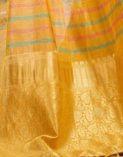 Yellow Woven Silk Saree