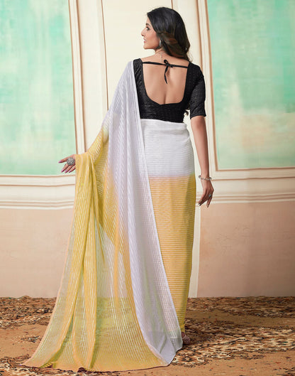 Ready to Wear Yellow Wovern Zari Strip Georgette Saree