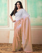 Ready to Wear Light Peach Wovern Zari Strip Georgette Saree