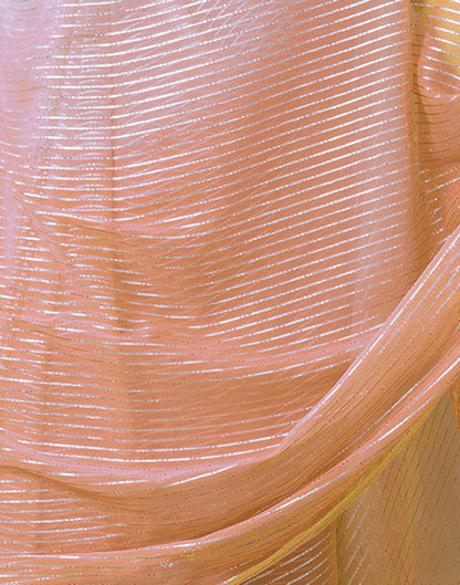 Ready to Wear Light Peach Wovern Zari Strip Georgette Saree