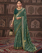 Bottle Green Printed Silk Saree