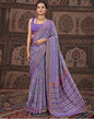 Lavender & Multicoloured Printed Silk Saree