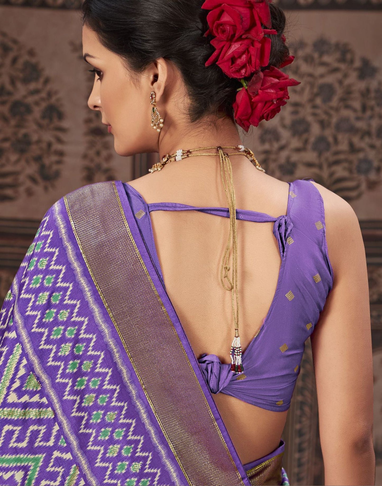 Lavender & Multicoloured Printed Silk Saree