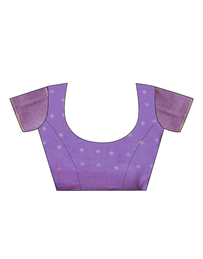 Lavender & Multicoloured Printed Silk Saree