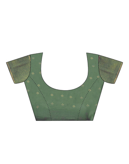 Dusty Green Printed Silk Saree