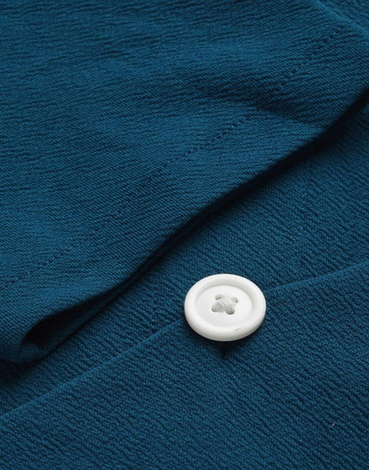 Prussian Blue Puff Sleeve Collared Dress | Sudathi