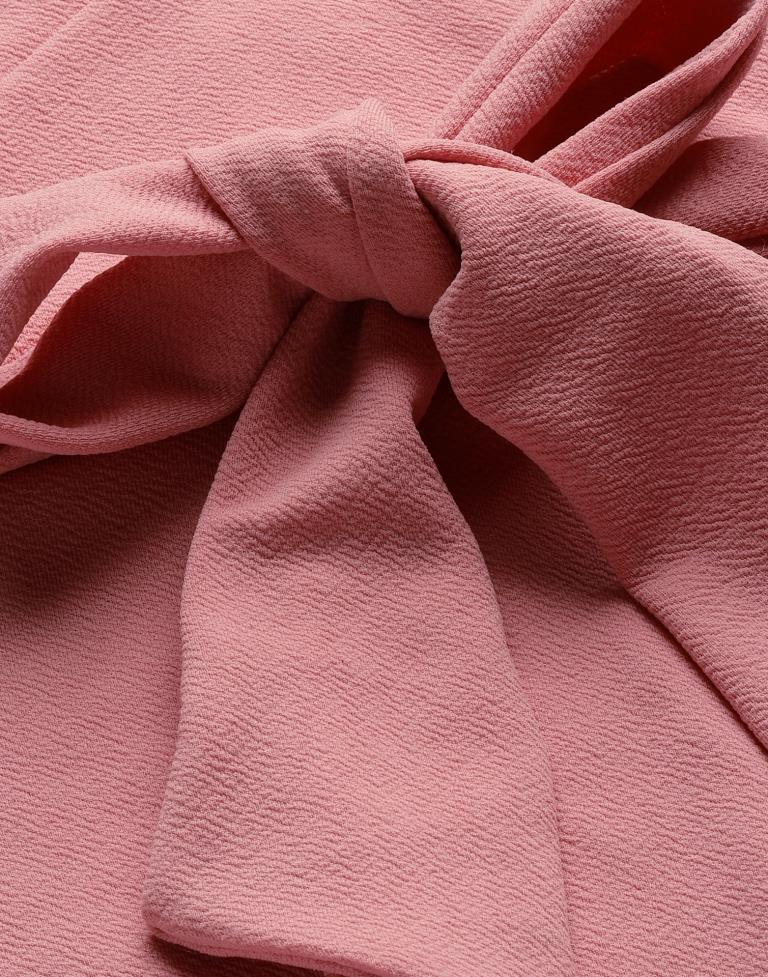 Light Pink Puff Sleeve Collared Dress | Sudathi