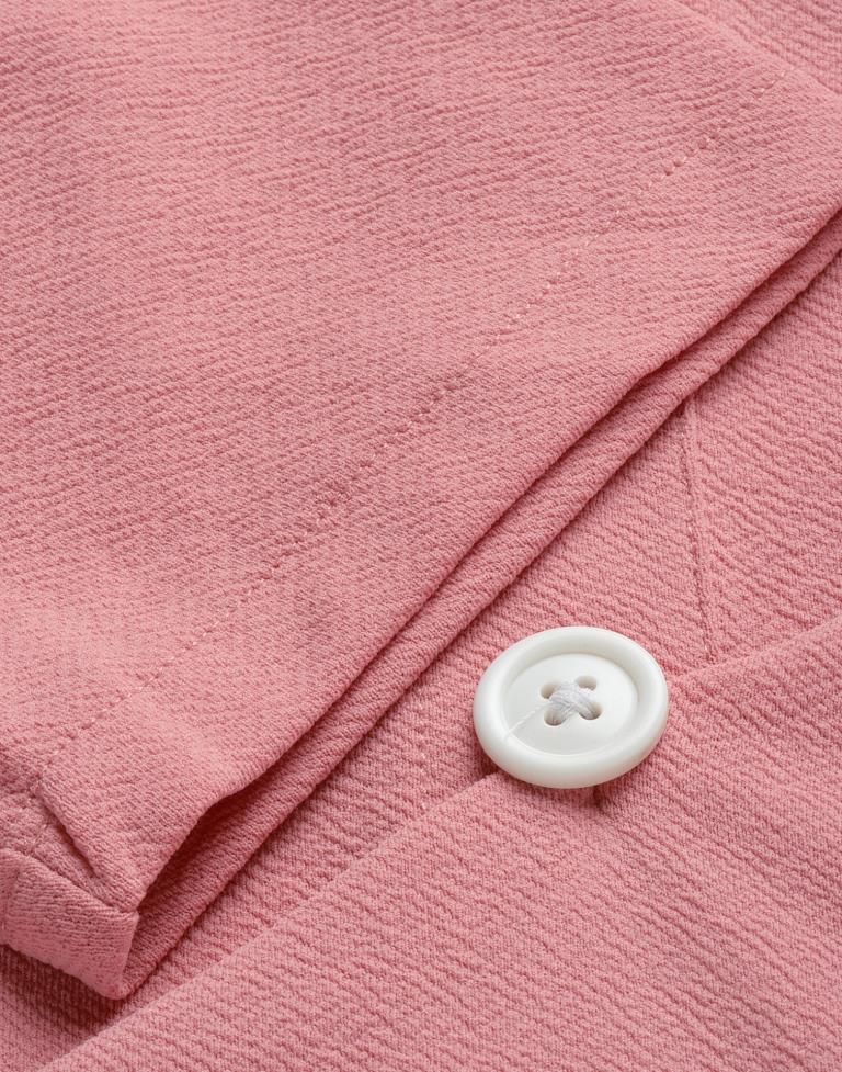 Light Pink Puff Sleeve Collared Dress | Sudathi