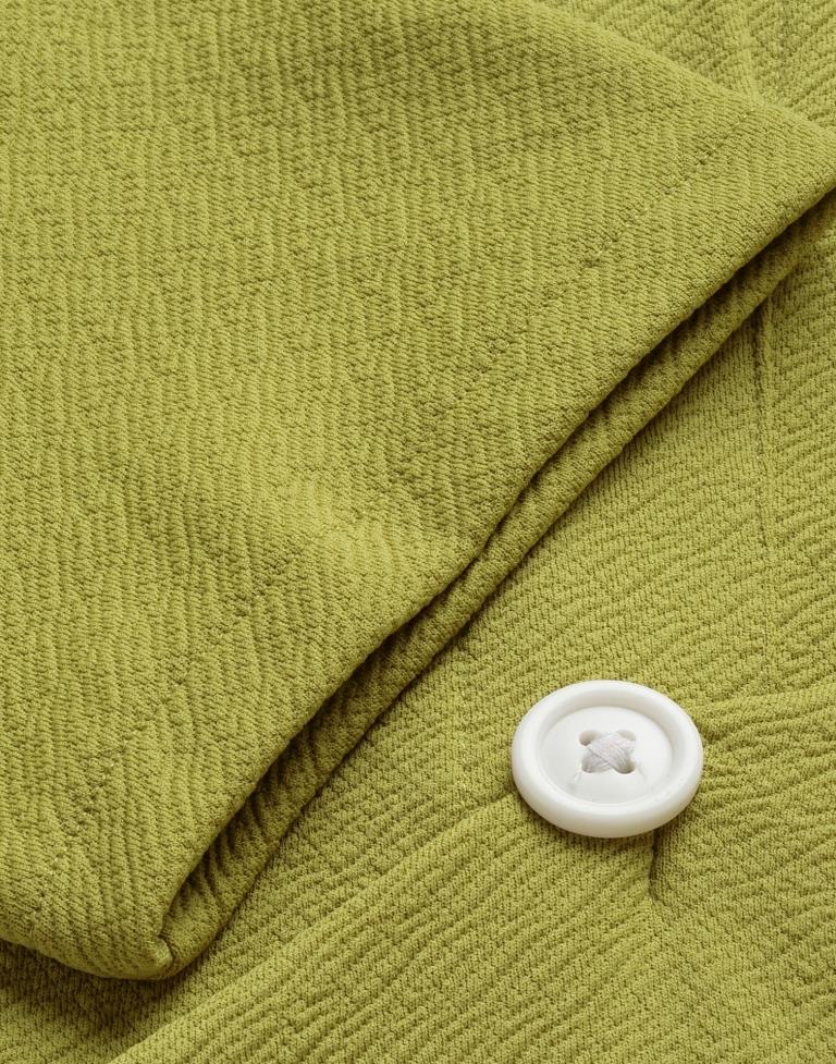 Olive Green Puff Sleeve Collared Dress | Sudathi